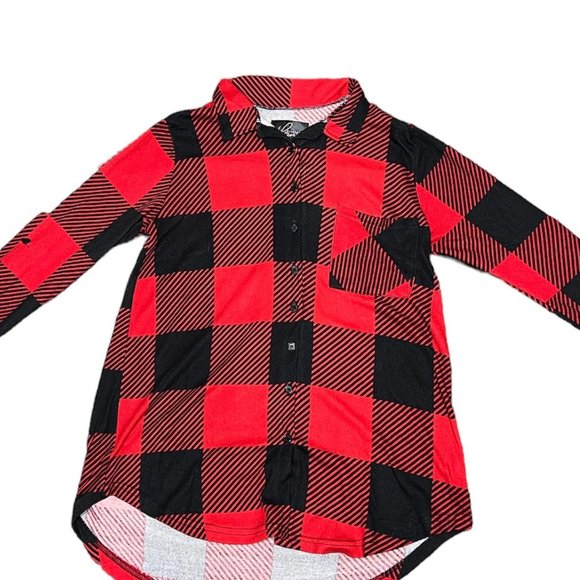 Maternity Love Womens Red Black Plaid Long Sleeve Soft Button-Up Shirt Size M - Picture 4 of 13
